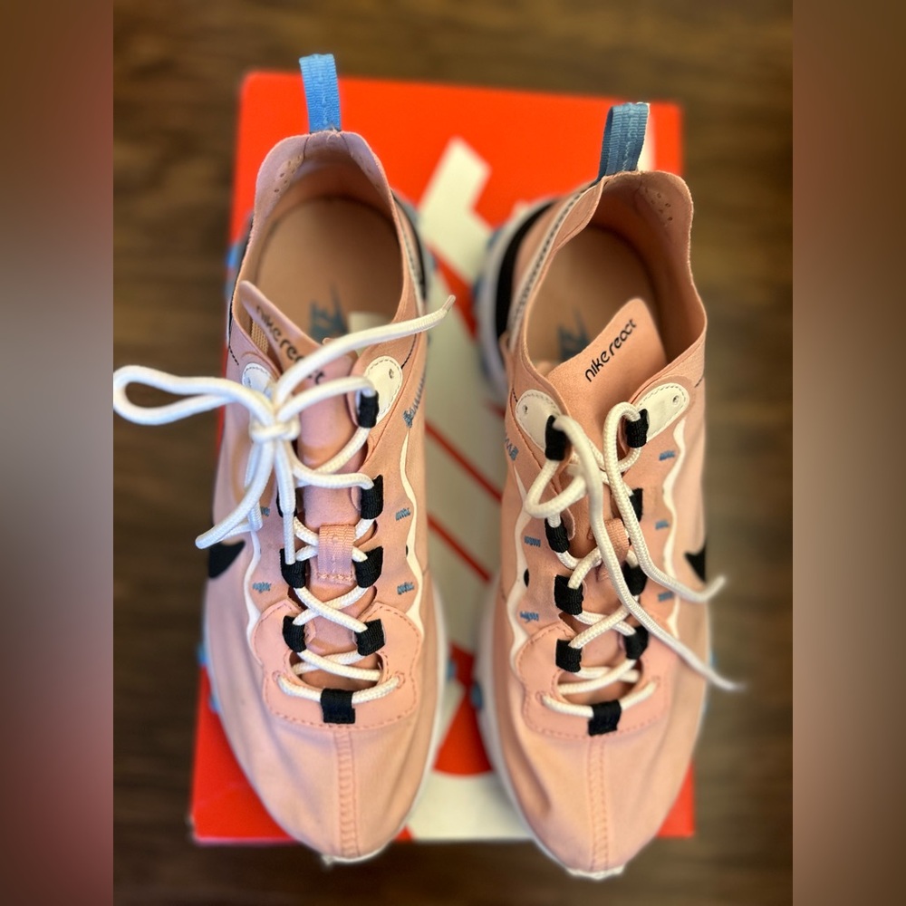 Nike React Pink and Black and Blue Sneakers